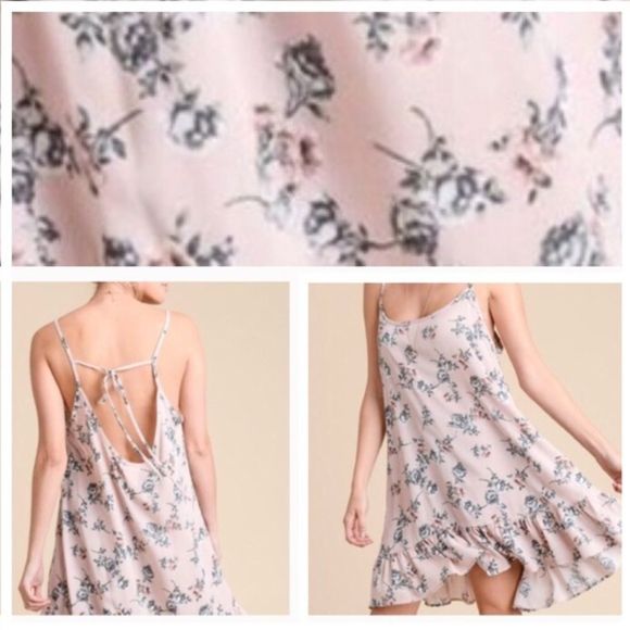 Blush Toned Floral Hi-Lo Slip Dress Layering Top Sz M/L - Picture 4 of 8